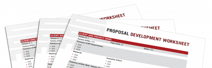 Image of worksheets used to develop proposals
